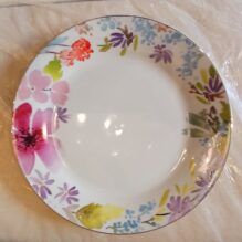 Lot de 6 assiettes plates en porcelaine, fleuries printemps